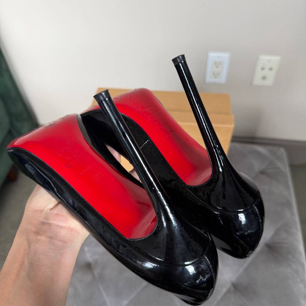 Christian Louboutin Pigalle 120 Black Patent Pumps Size 40.5 - Picture 15 of 16